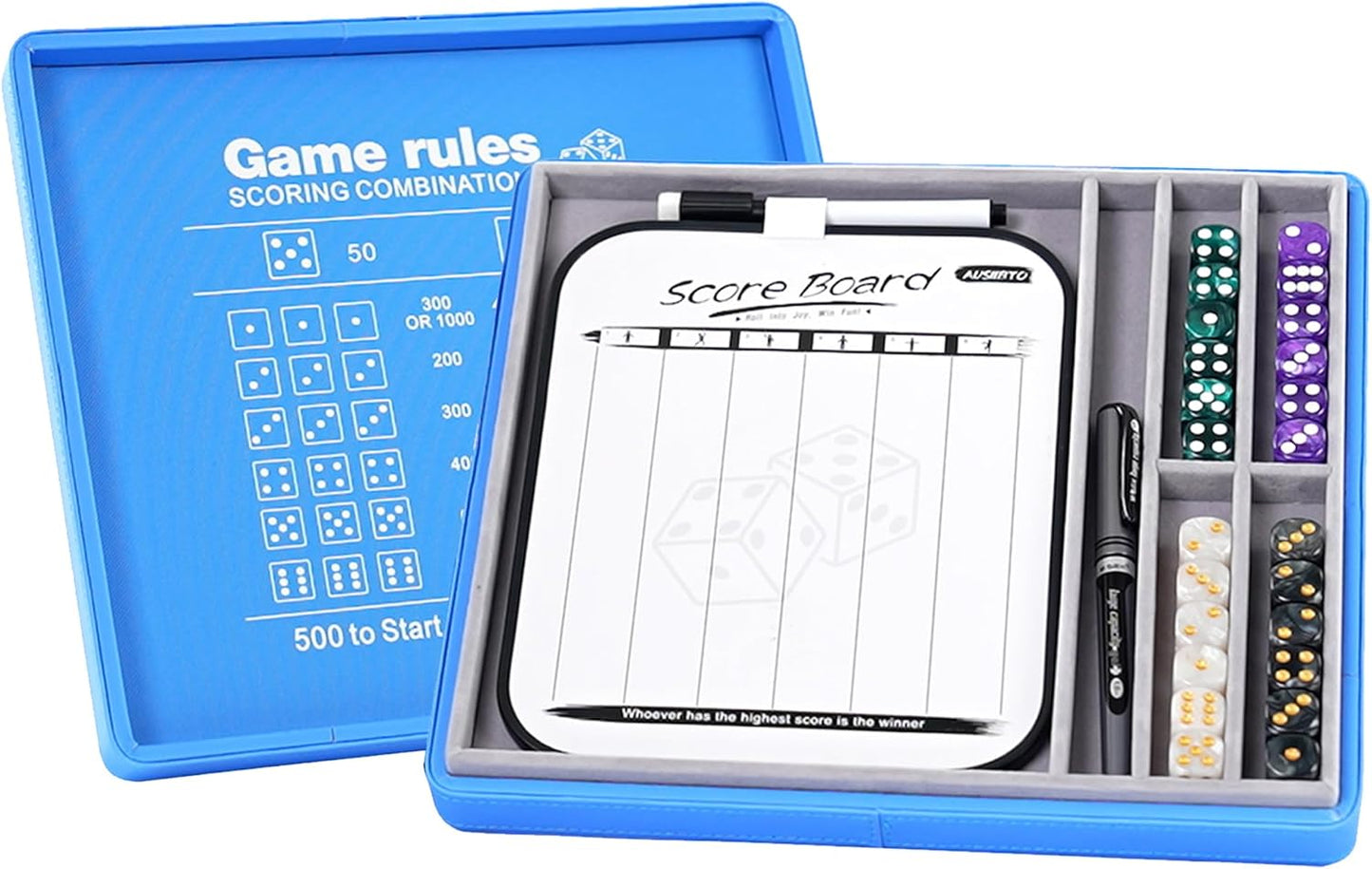 Deluxe Farkle Dice Tray and Storage Case for Family Fun