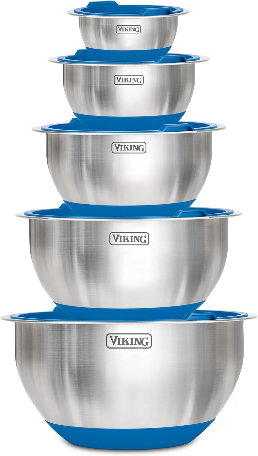 Viking 10 Piece Stainless Steel Mixing Bowls Set for Kitchen