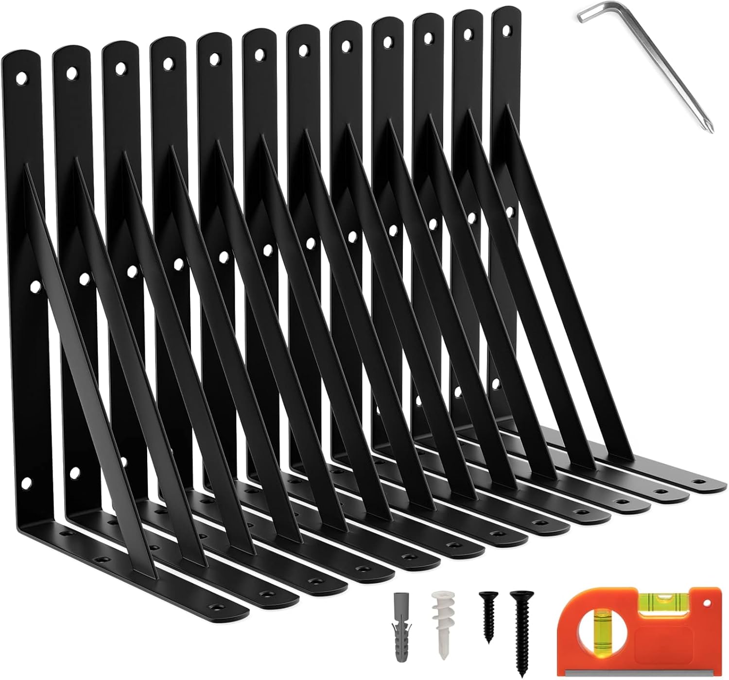 Heavy Duty Shelf Brackets for Garage Storage - 12-Pack 11 Inch