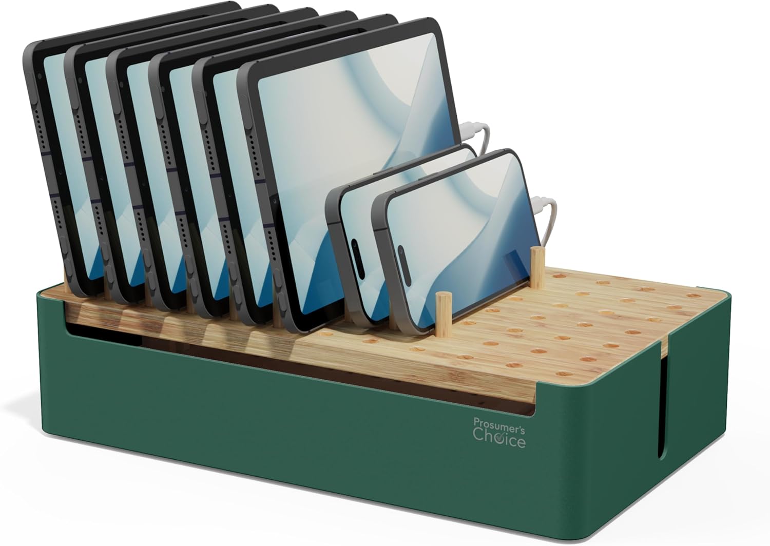Bamboo Charging Station - Multi Charger Organizer for Devices