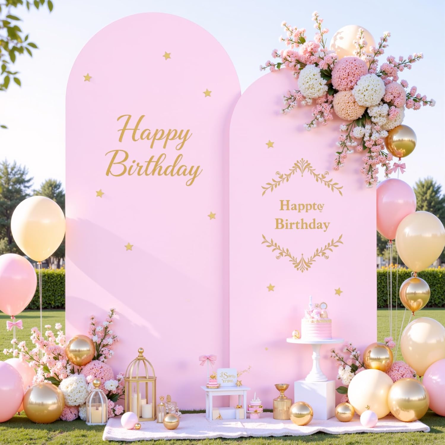 Pale Pink Arch Backdrop Cover Set of 2 for Elegant Events