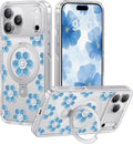 Floral Series Blue Flowers iPhone 17 Pro Case - MagSafe Stand