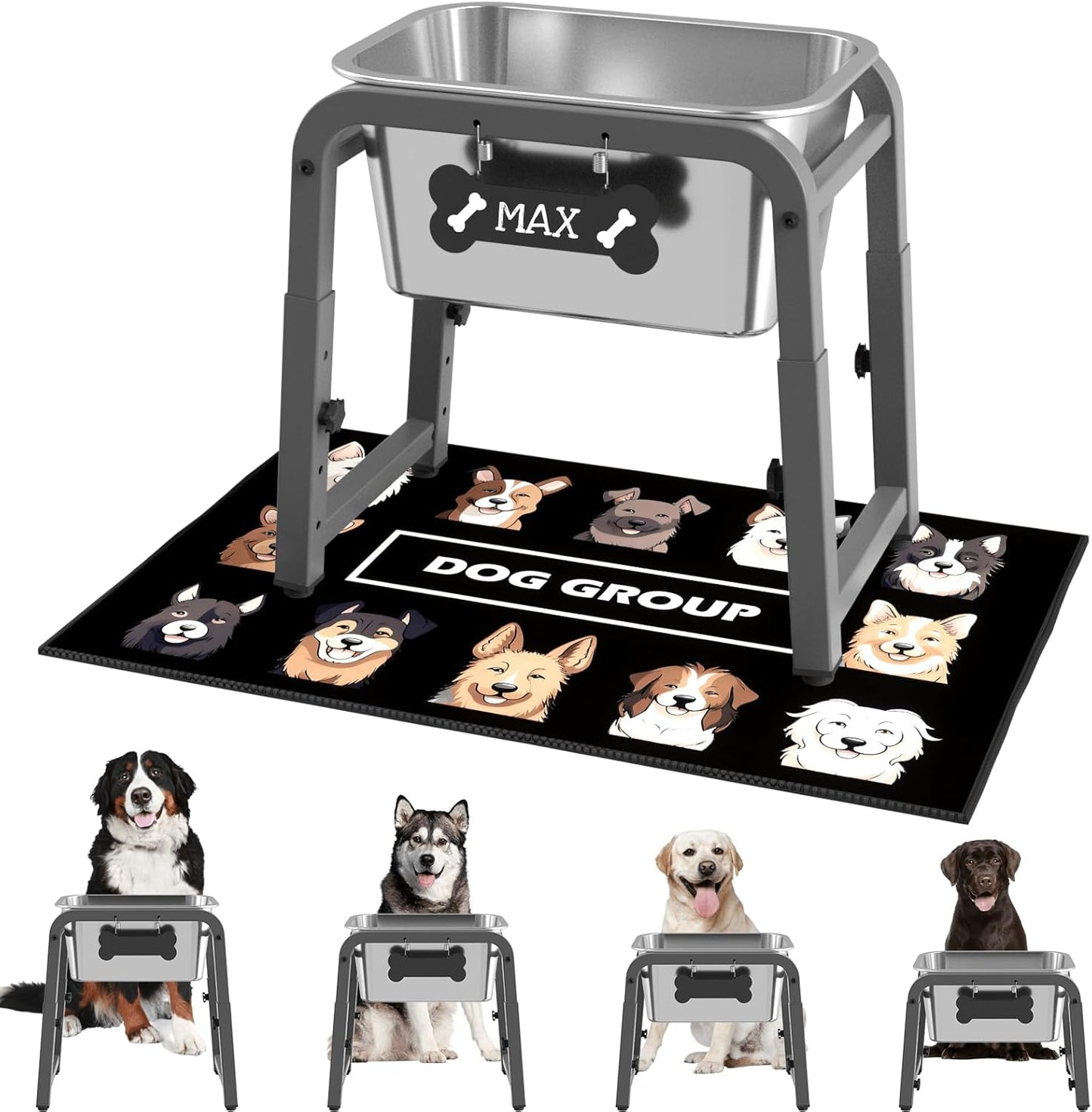 Elevated Dog Water Bowl with Adjustable Height for Large Dogs