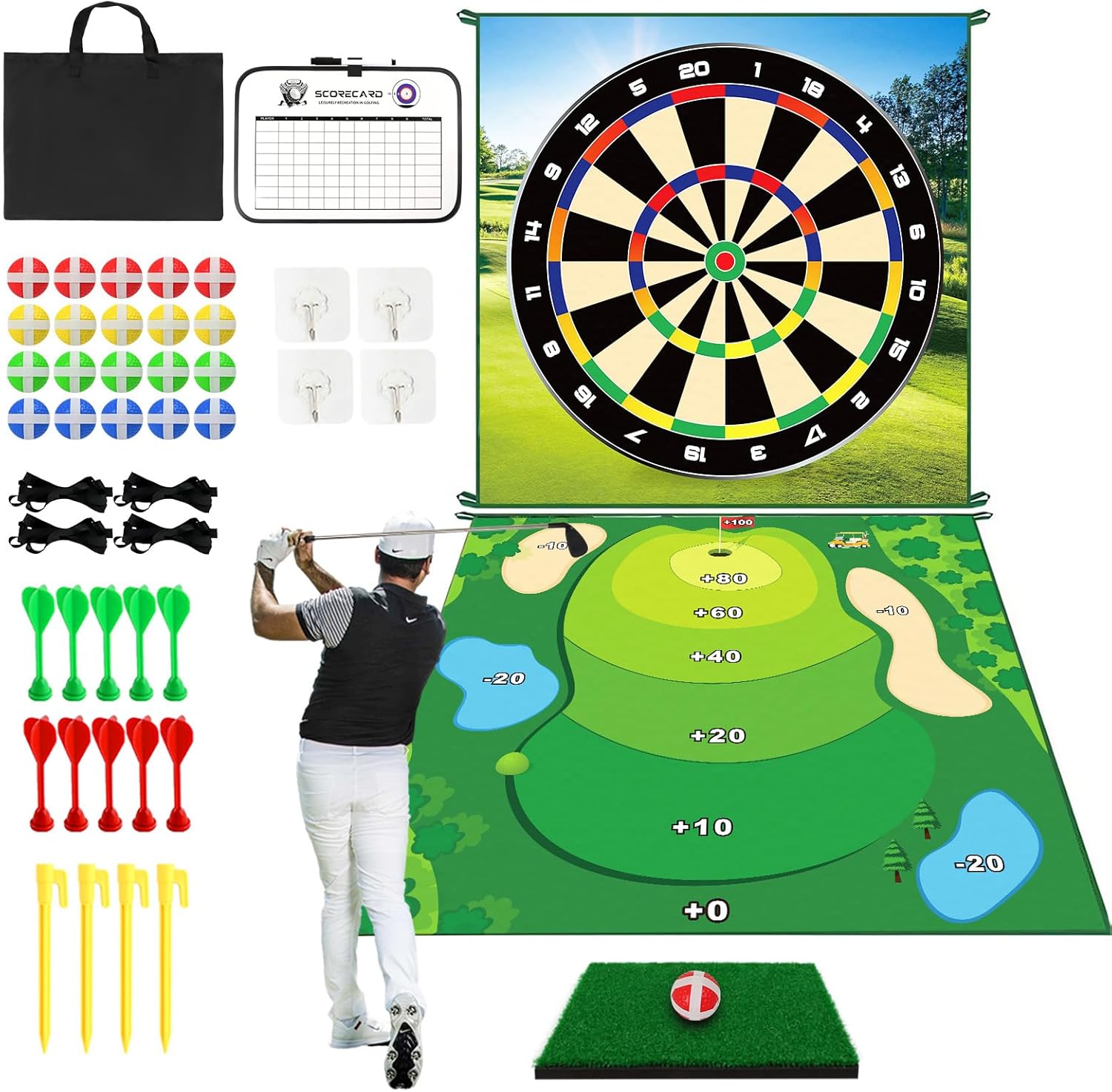 Indoor/Outdoor Double Sided Golf Game Set - Perfect Christmas Gift!