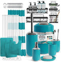 Teal Bathroom Accessories Set - 28PC Shower Curtain & Rugs