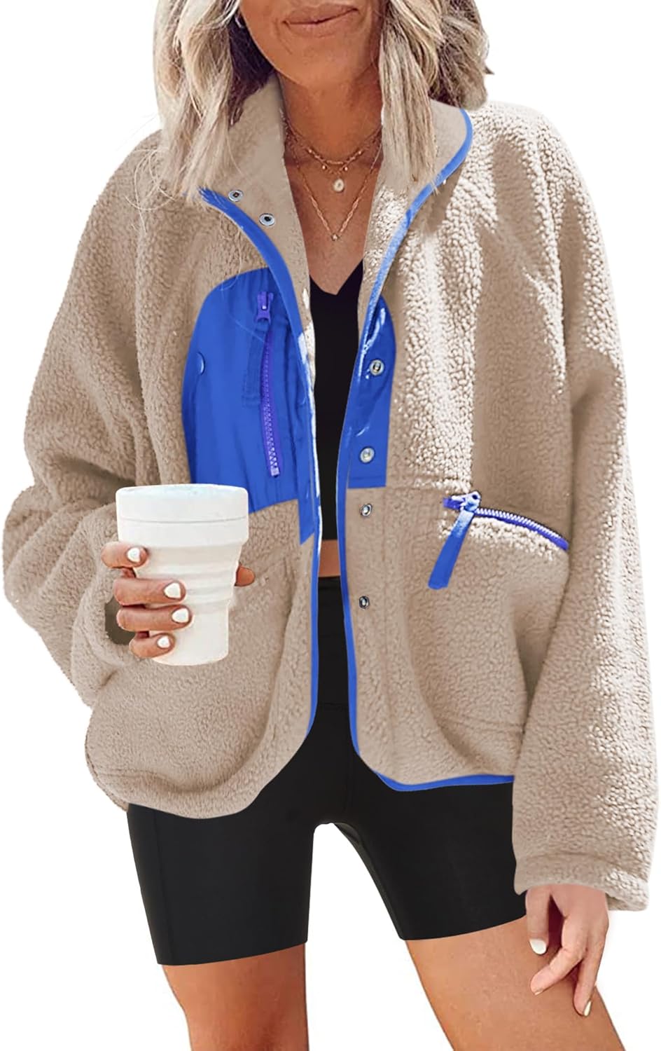 Nirovien Womens Fuzzy Fleece Jacket for Cozy Winter Style