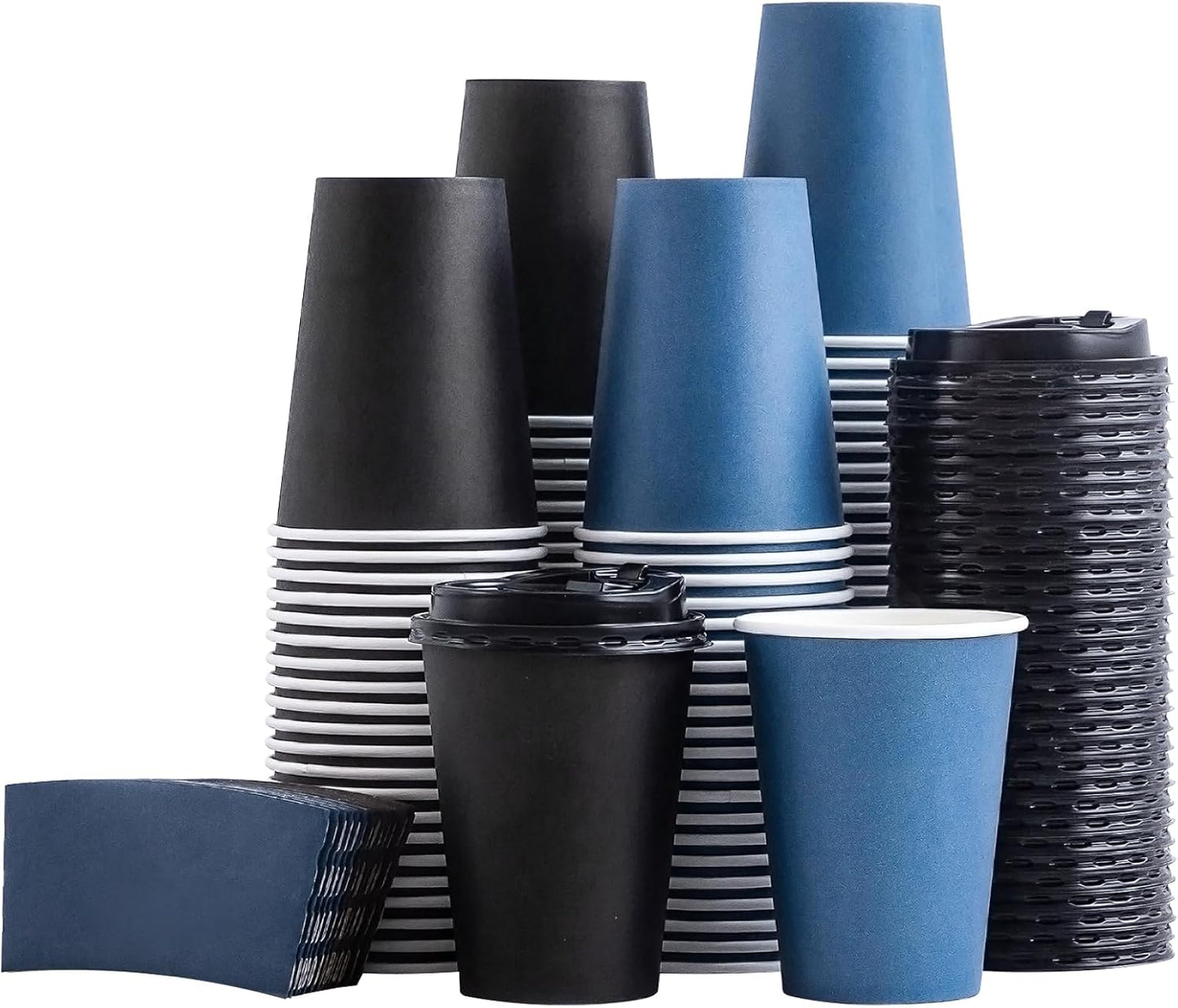500 Pack 12 oz Disposable Coffee Cups with Lids for All Beverages