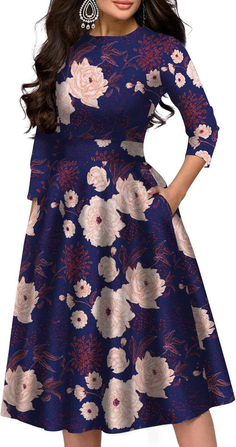 Simple Flavor Women's Floral Vintage Midi Evening Dress Review