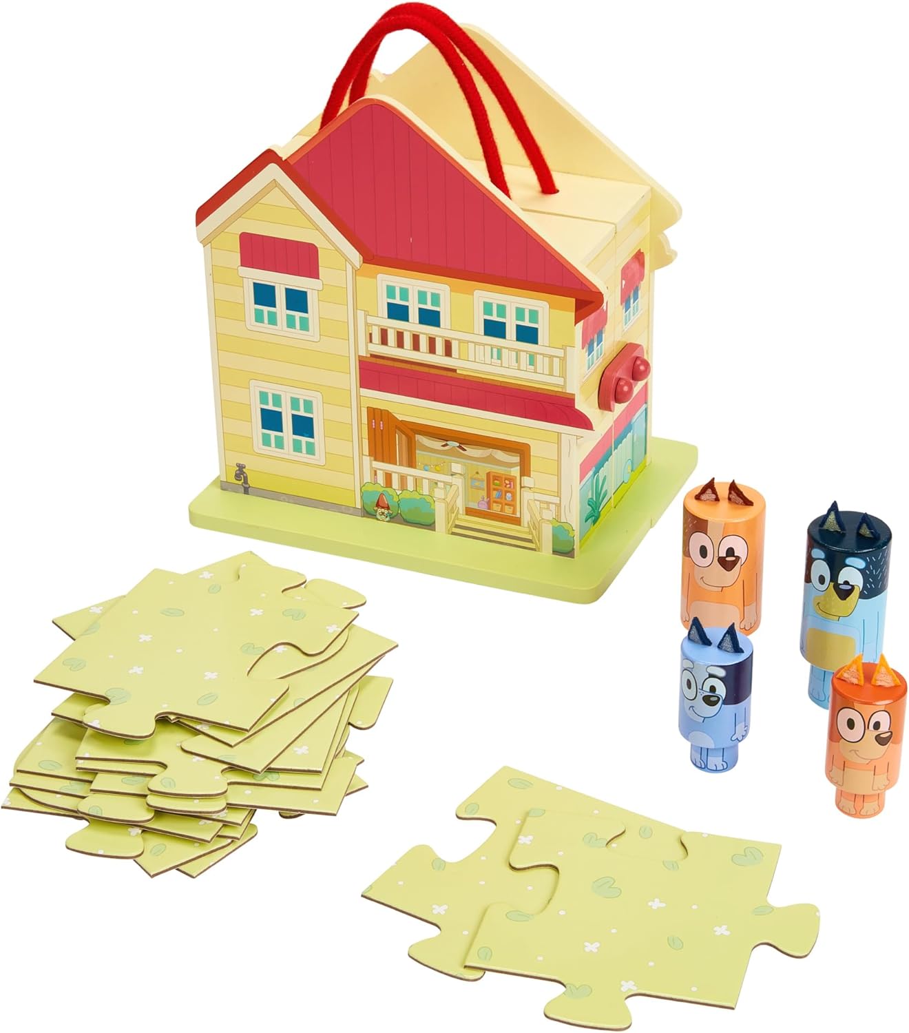 Bluey Wooden Carry Along House - Portable 22-Piece Set for Indoor & Outdoor Fun!