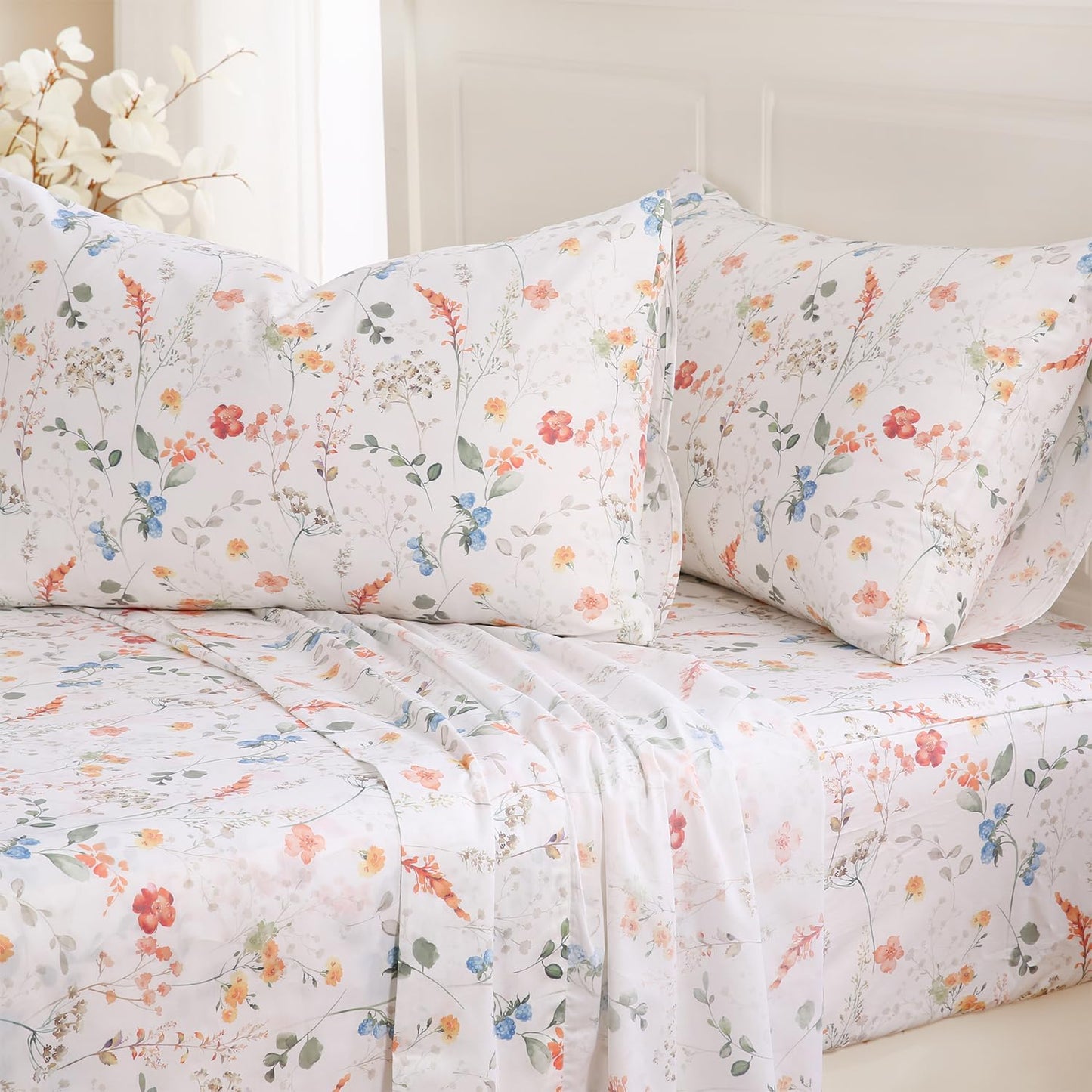 Zusbest Floral Bed Sheets King Size Percale Cotton Set Review