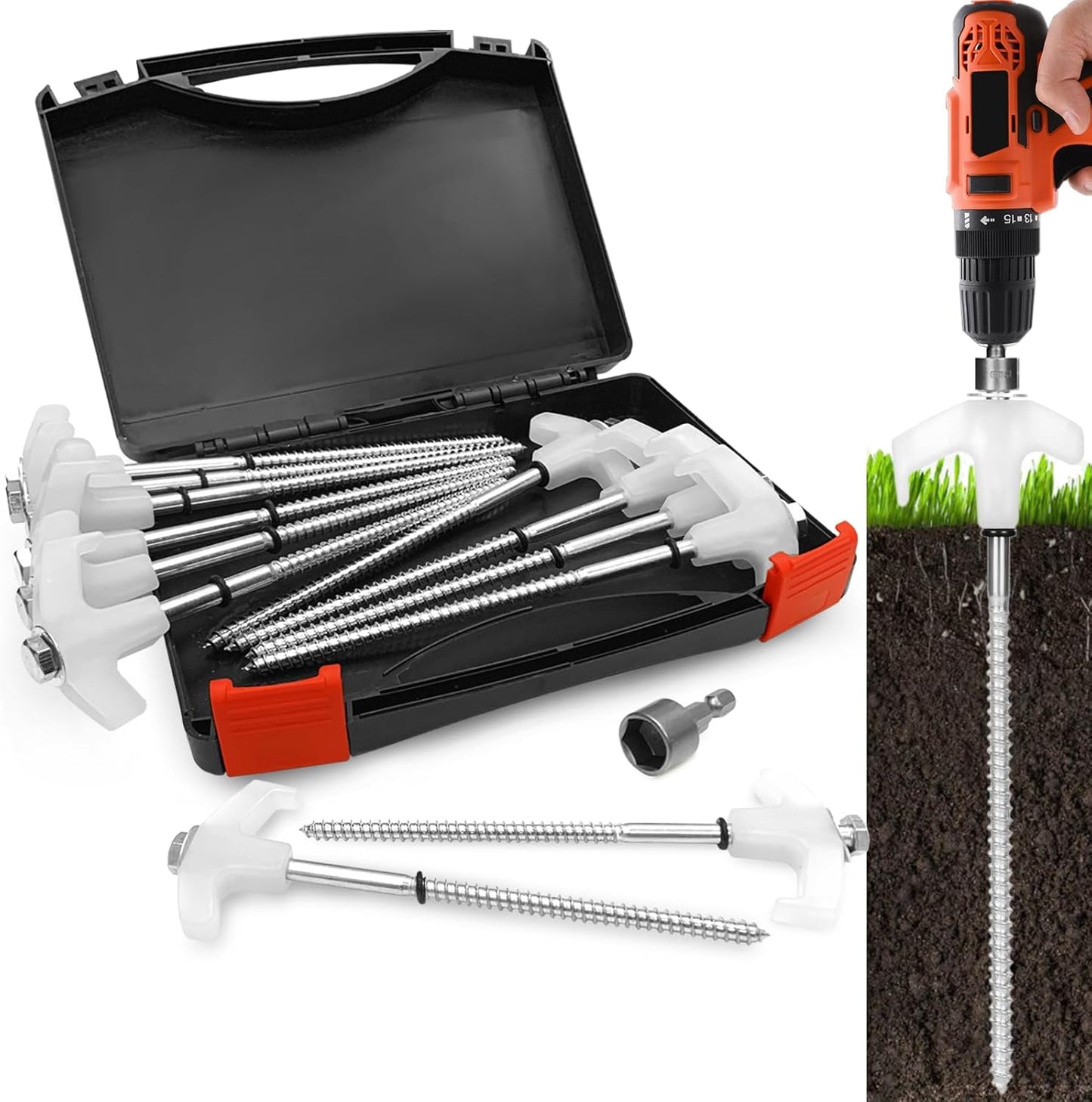 12 Pack Glow-in-the-Dark Tent Stakes - Heavy Duty Anchors for Secure Camping - KriToy
