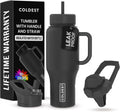 Coldest Tumbler 36 oz Stealth Black with Handle and Straw - Leak Proof