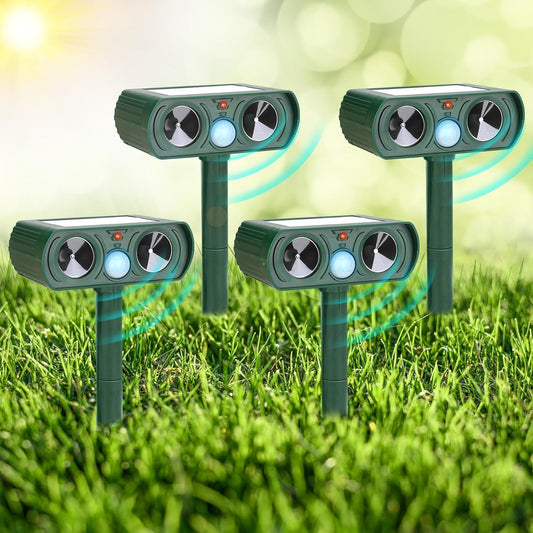 4 Pack Solar Ultrasonic Animal Repeller for Effective Pest Control