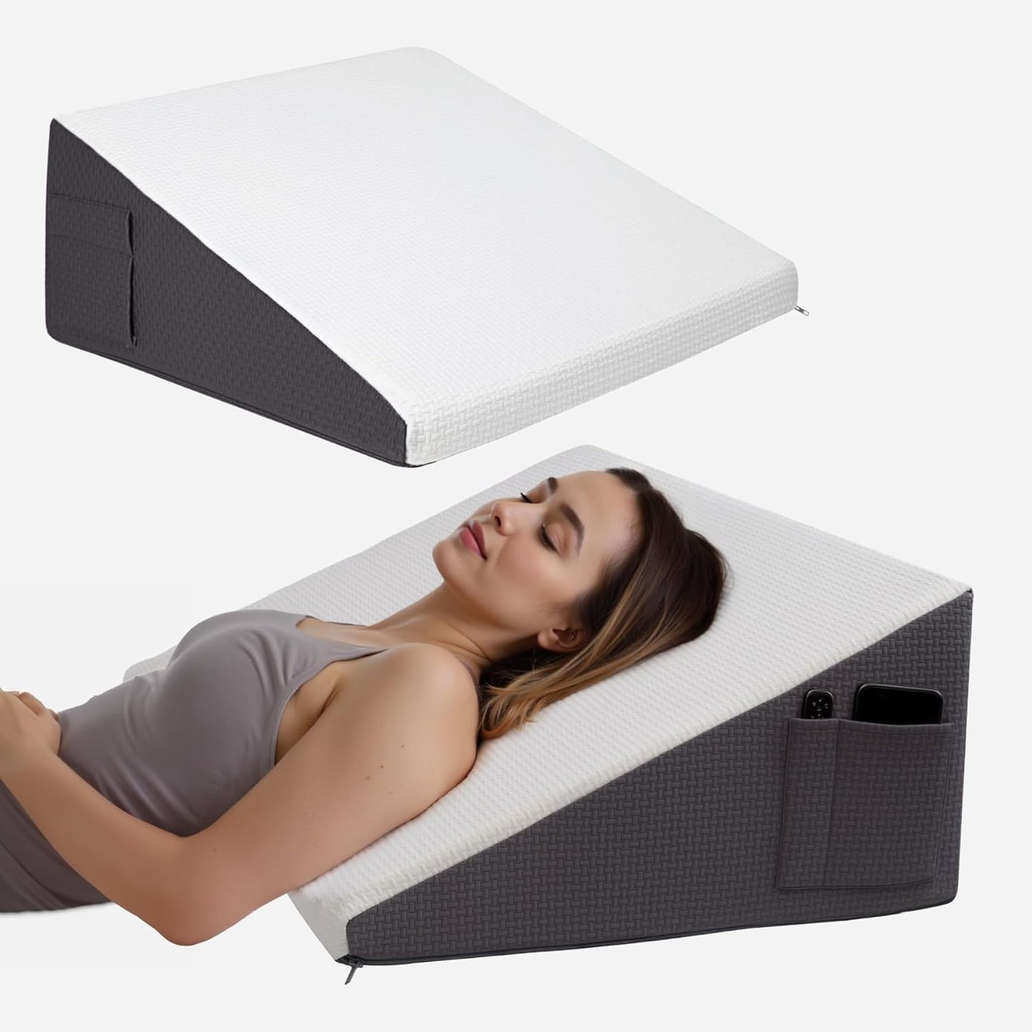 Wedge Pillow for Headboard - Triangle Elevated Bed Wedge Relief