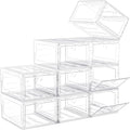 9 Pack Shoe Organizer Clear Plastic Stackable Boxes - Closet Storage