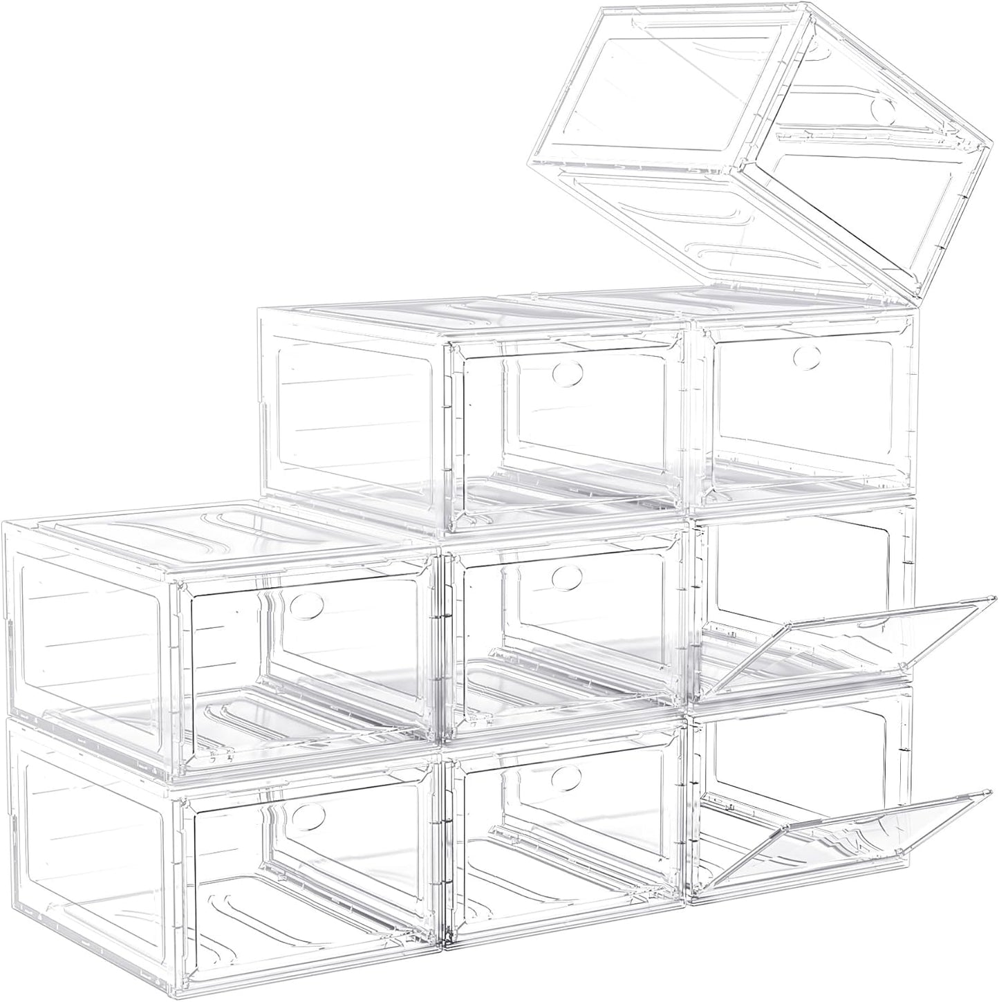 9 Pack Shoe Organizer for Closet - Clear Plastic Stackable Storage