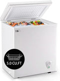 Chest Freezer 5.0 Cu.Ft Small Deep Freezer White Top Door - Quiet