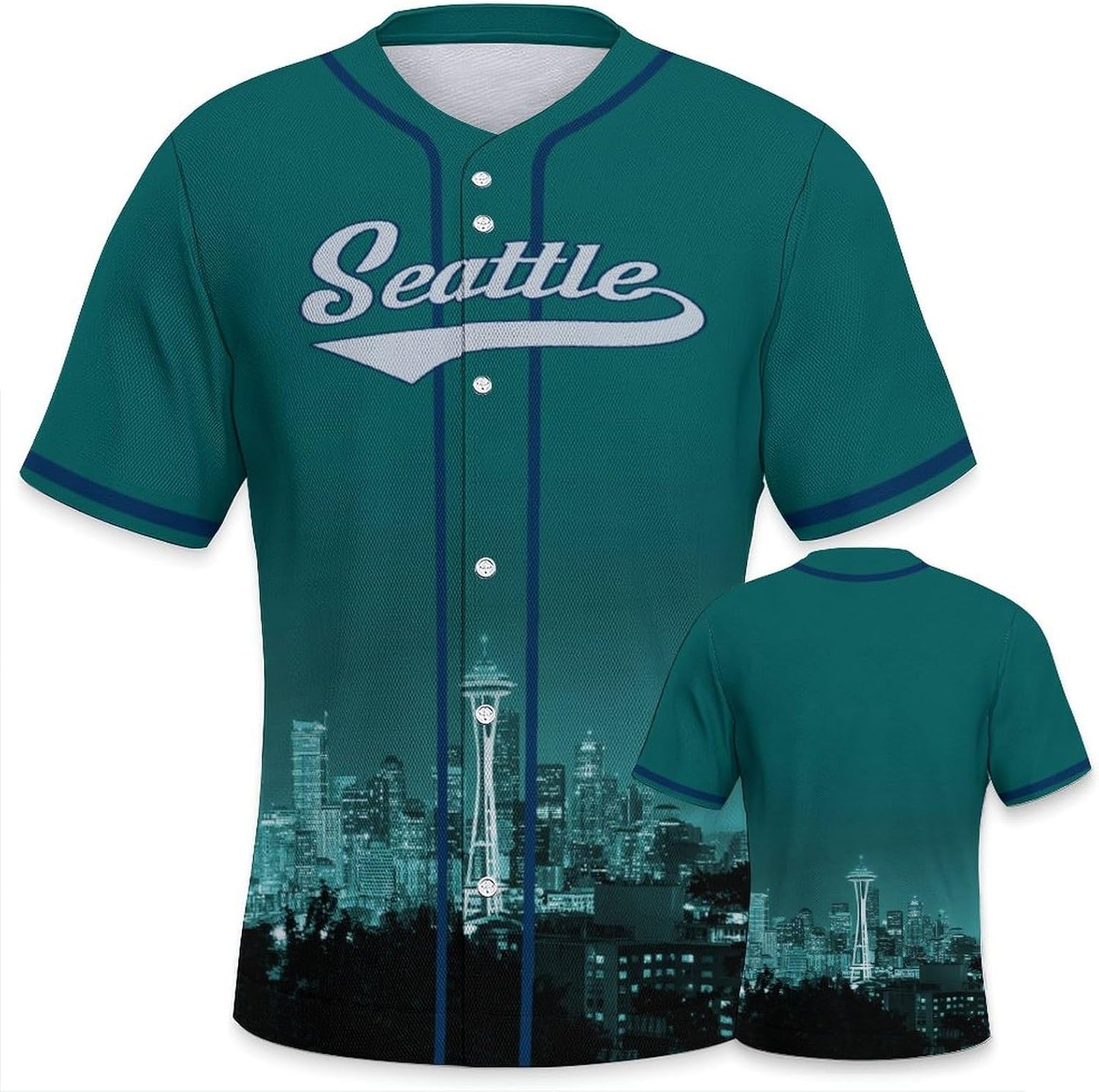 Baseball City Night Skyline Jersey Shirt for Men Fans Gifts