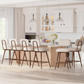 PU Leather Swivel Bar Stools Set of 6 - Mid Century Counter Height