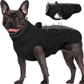 Medium Dog Coat - Warm Zip Up Snowsuit Dog Harness Vest Black