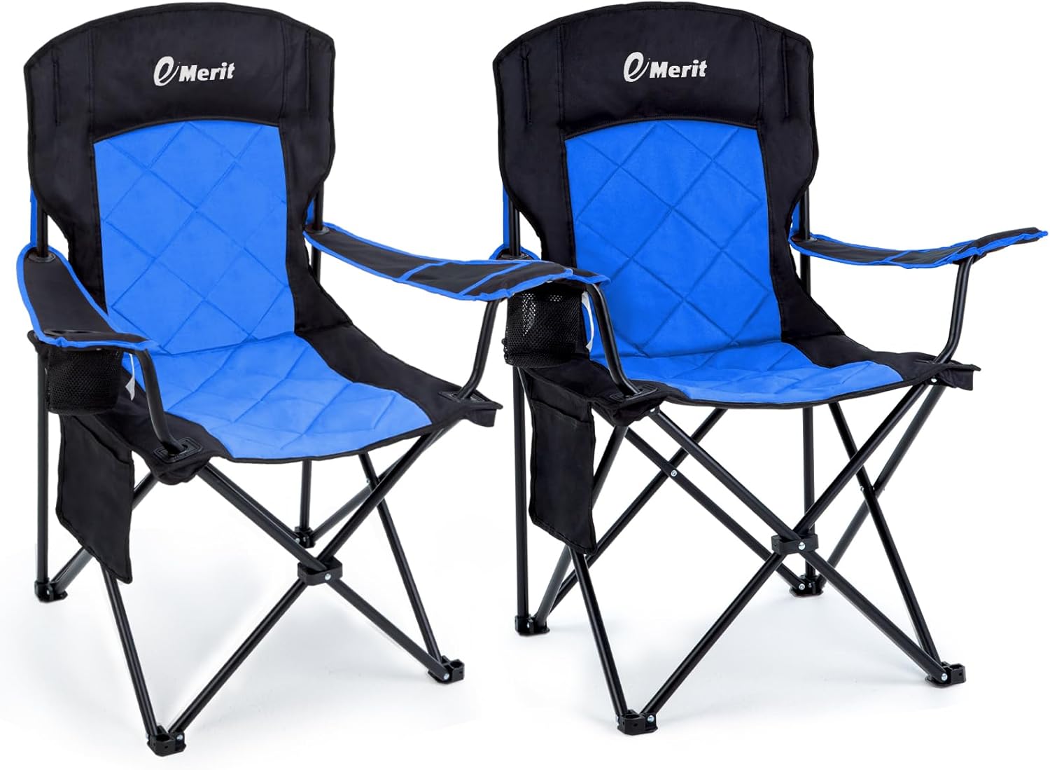 Oversized Padded Camping Chair - Heavy Duty Quad Fold Design