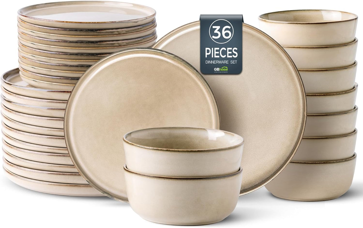 GBHOME Ceramic Dinnerware Set for 12 - 36 Pieces Stoneware
