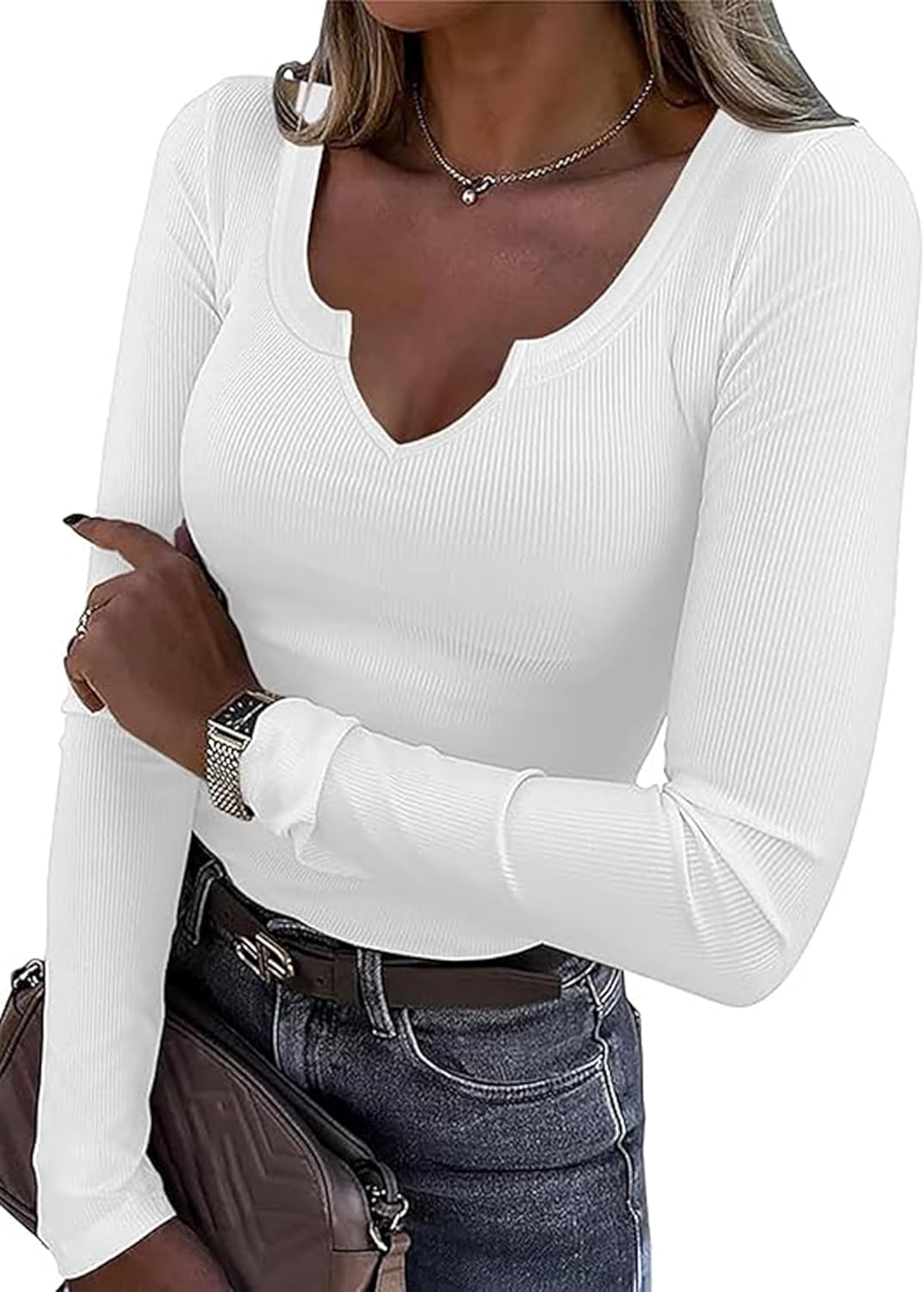 Flaunt Your Figure with Roselux V-Neck Ribbed Top