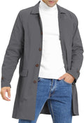 Mens Trench Coat for Men Slim Fit Single Breasted Long Jacket