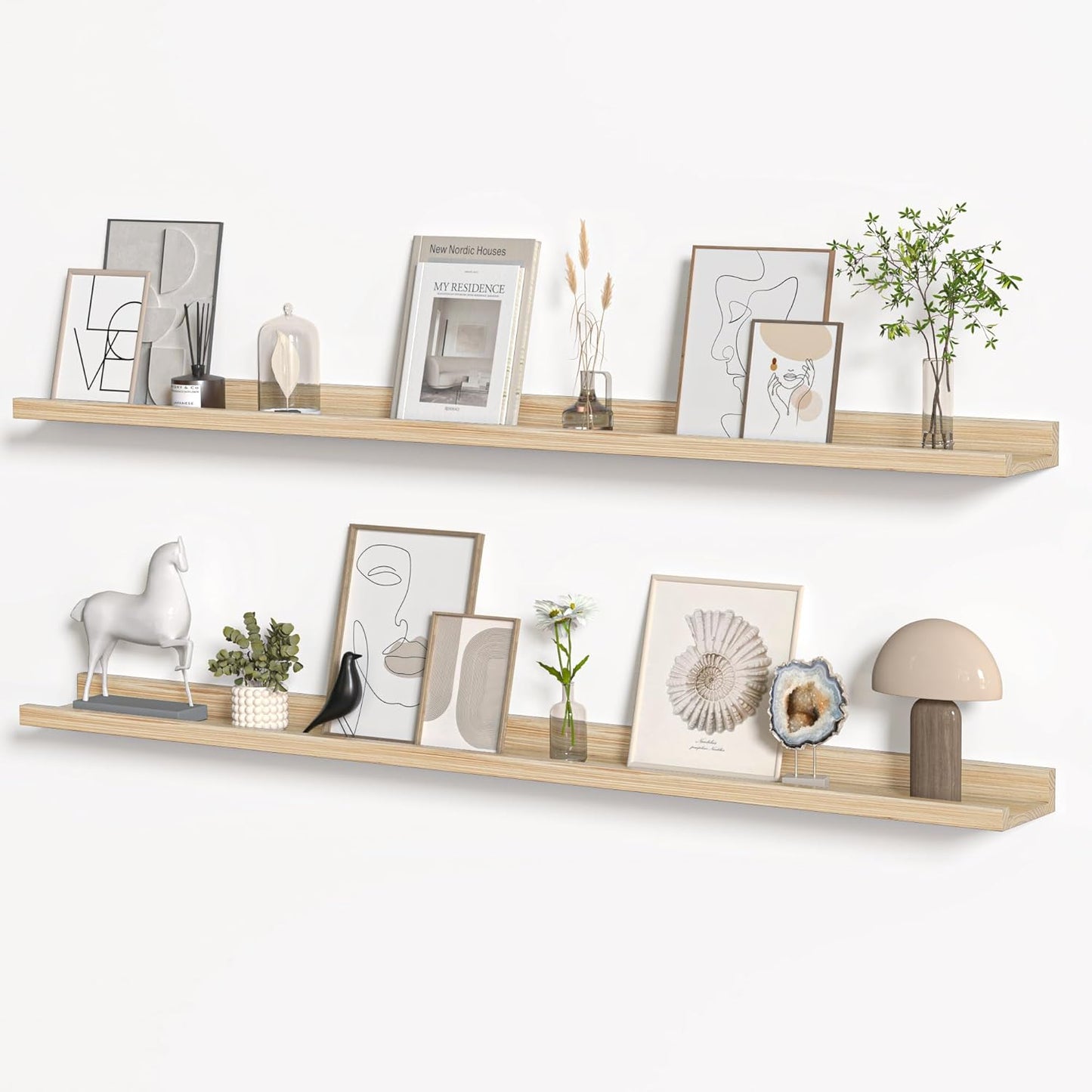 Floating Shelves for Wall, Rustic Picture Ledge Shelf Set