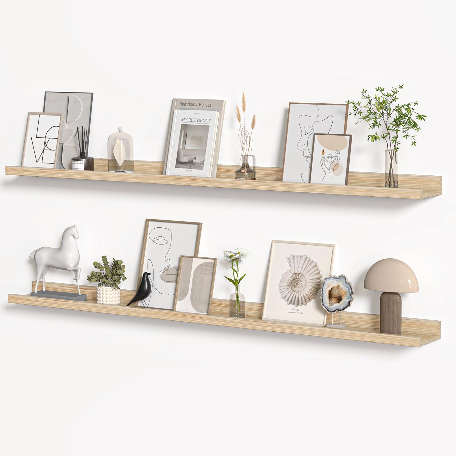 Floating Shelves for Wall, Rustic Picture Ledge Shelf Set