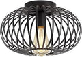 Modern Black Flush Mount Light Fixture Industrial Metal Cage