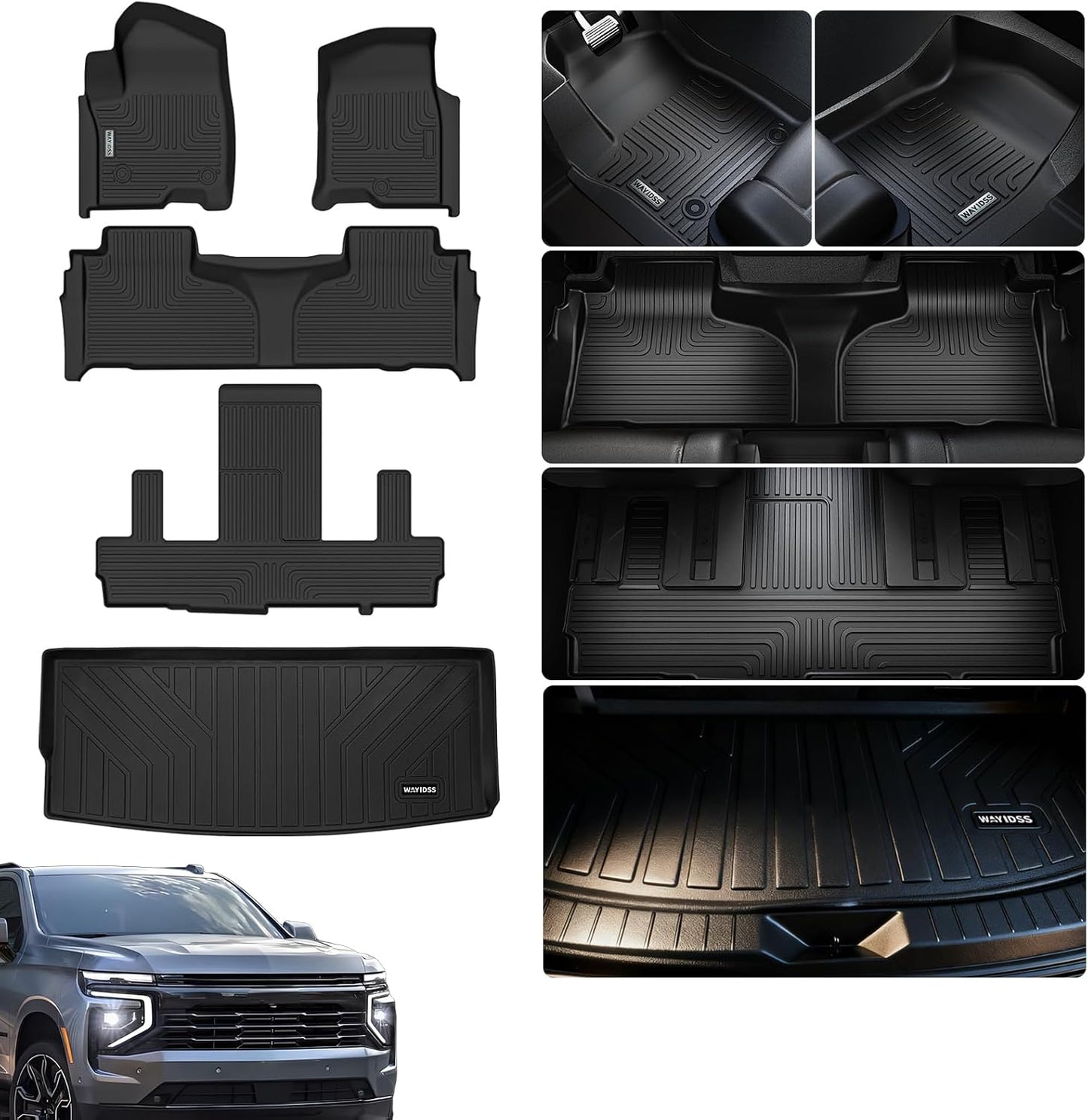 Custom Fit Floor Mats for Chevrolet Tahoe 2021-2025 7 Seats