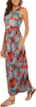 Hount Womens Summer Sleeveless Striped Flowy Long Maxi Dress