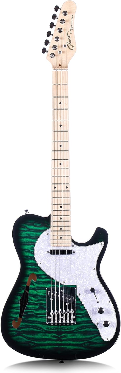 Vintage Style Semi-Hollow Electric Guitar in Green