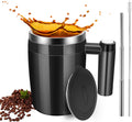 Vermida Self-Stirring Coffee Mug, 13oz, Stainless Steel, Double Wall Insulation - Effortless Mixing!