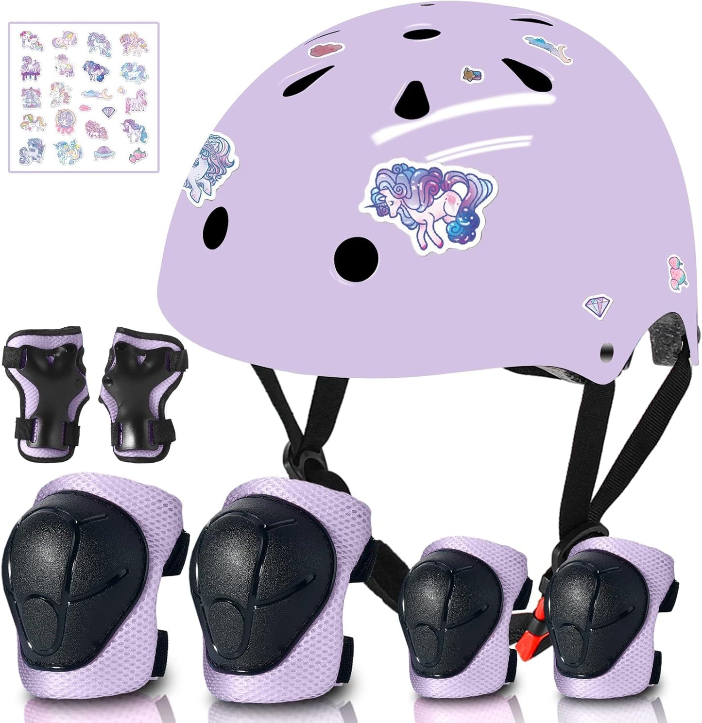 Adjustable Gradient Color Kids Bike Helmet with Protective Gear