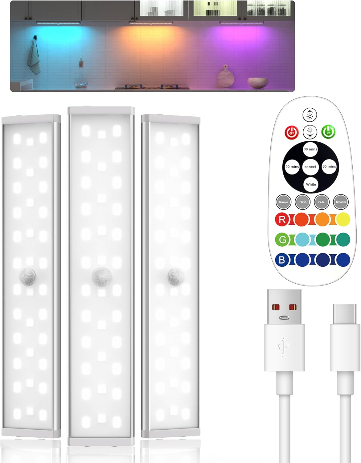 Under Cabinet Lights with Motion Sensor and RGB Features