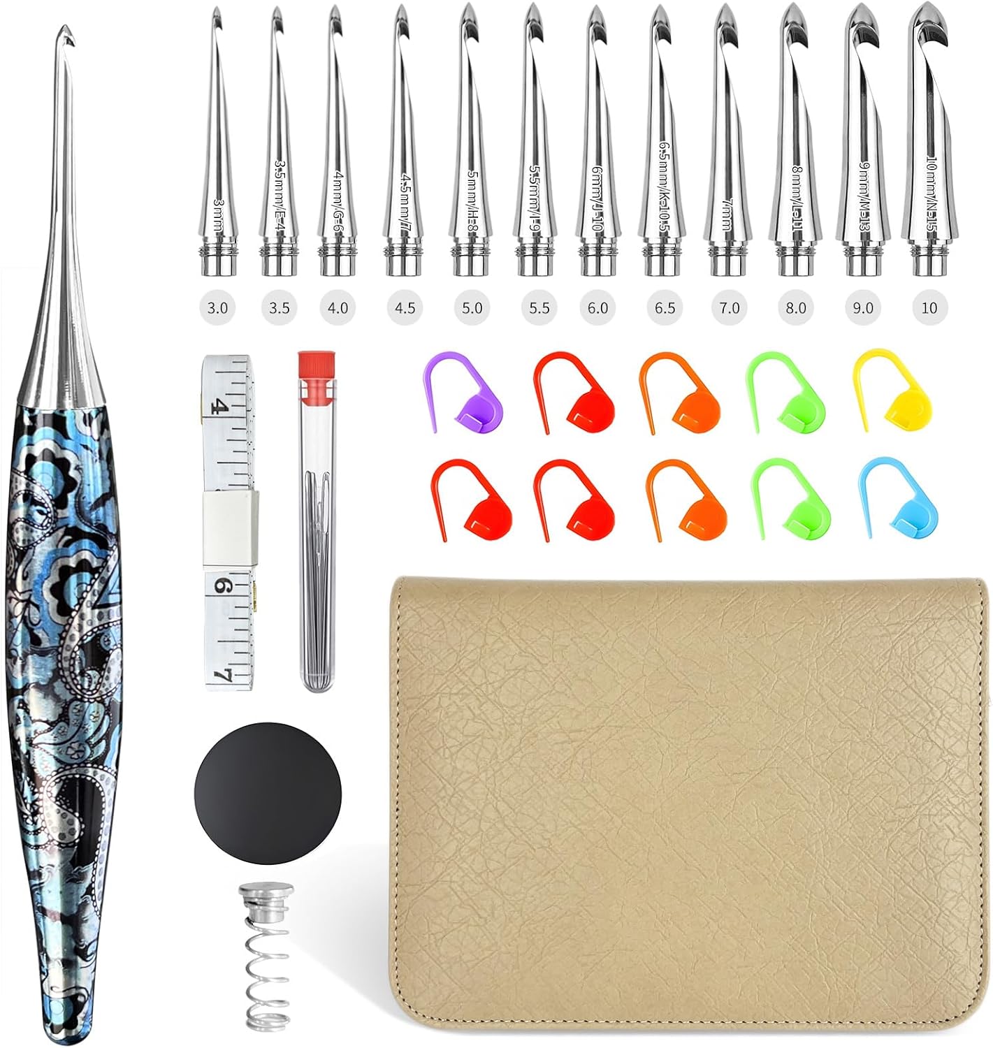 Interchangeable Crochet Hook Set with Ergonomic Handle for Crafters