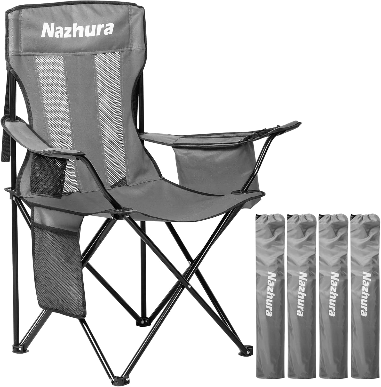 Nazhura Portable Camping Chairs with Cooler Pouch and Cup Holder