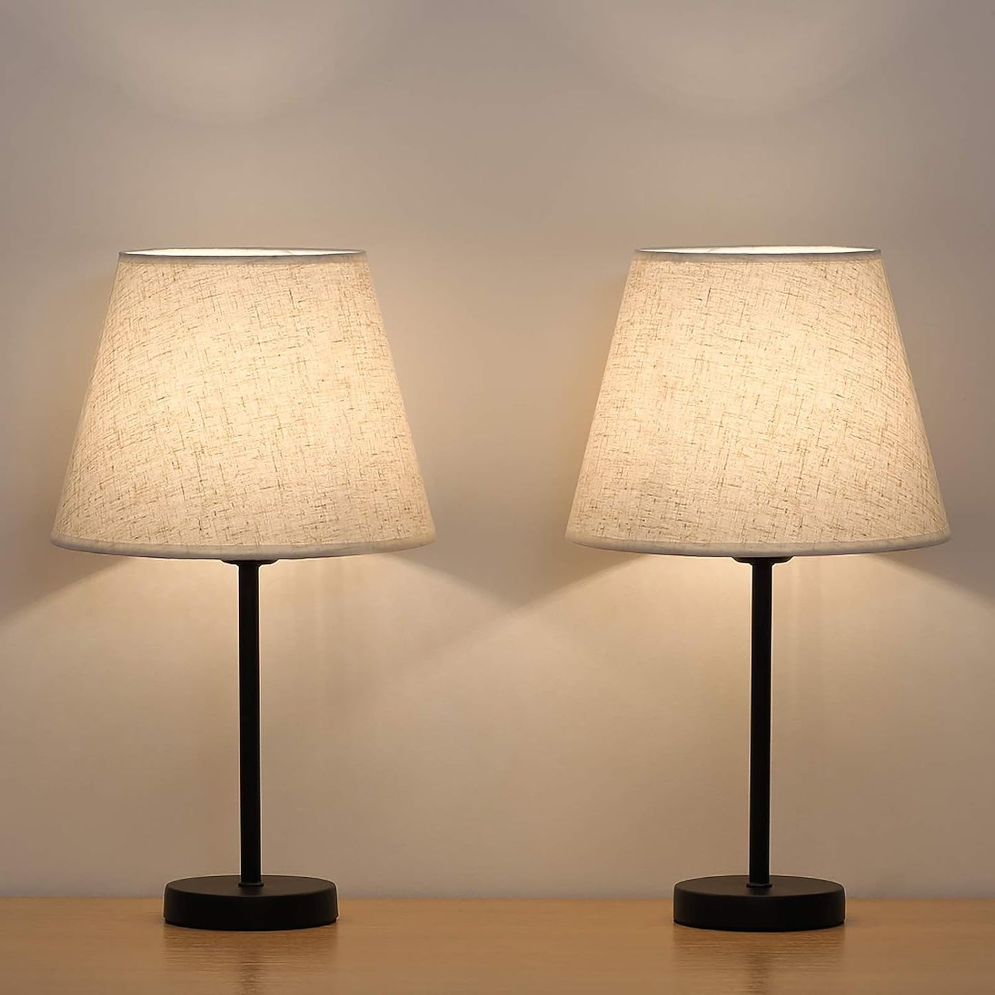 HAITRAL Bedside Table Lamps Set of 2 - Modern Small Design