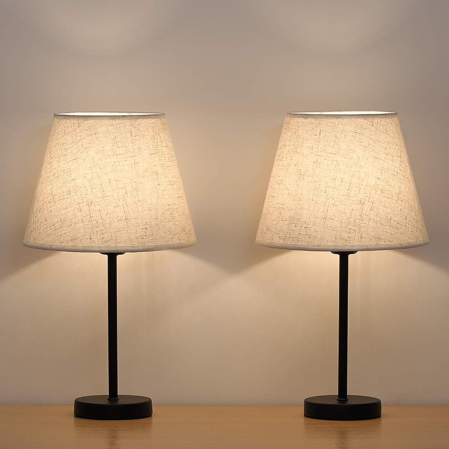HAITRAL Bedside Table Lamps Set of 2 - Modern Small Design