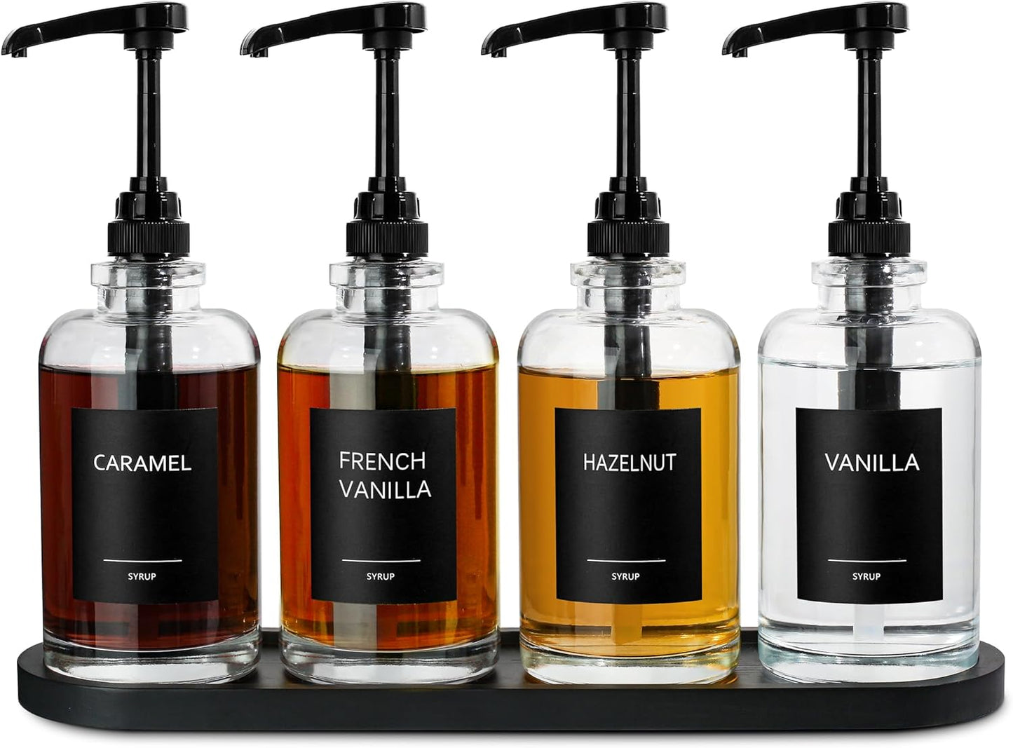 Coffee Bar Accessories - Luxurious Glass Syrup Dispenser Set