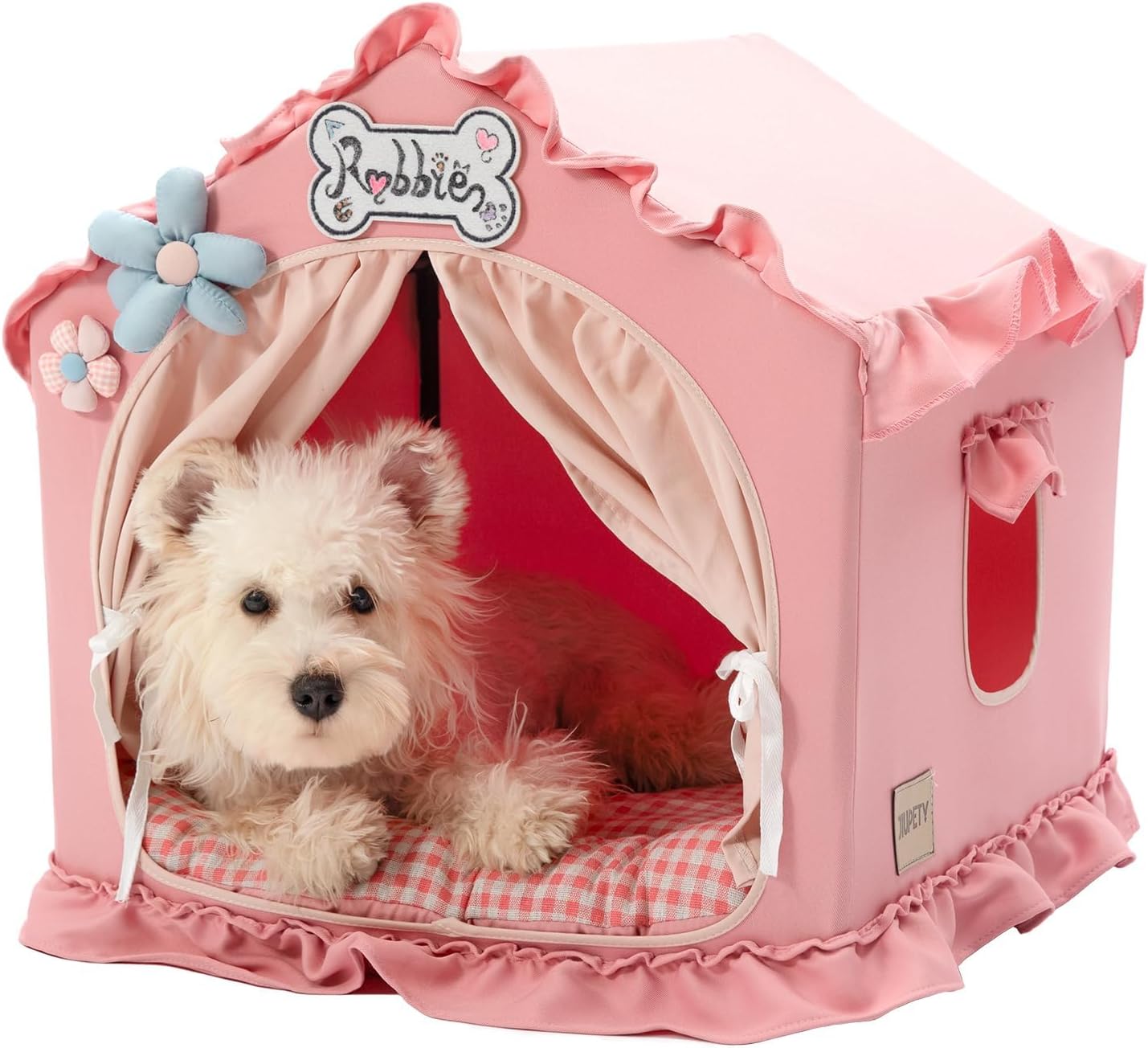 Jiupety Indoor Dog House Tent Bed for Small Pets, Pink