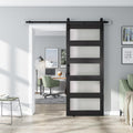 32in x 84in Glass Barn Door with 6 ft Hardware Kit - Modern Frosted