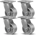 4in x 2in Cast Iron Industrial Caster Wheels Set of 4 - 3200 lb