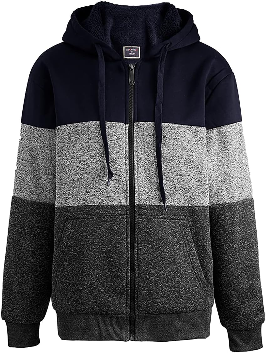 Facitisu Flannel Hoodies for Men Sherpa Lined Heavy Fleece