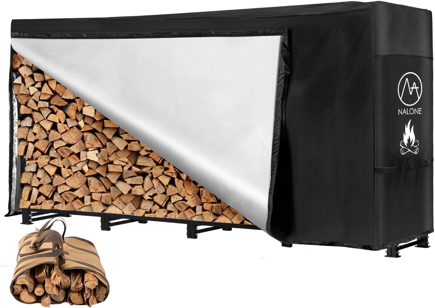 nalone 8FT Outdoor Firewood Rack with Cover and Carry Bag