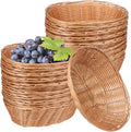 30 Pack Oval Poly Wicker Bread Baskets, 9 x 6 x 2.6 in - Durable Serve