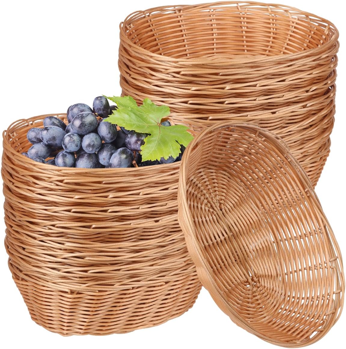 30 Pack Oval Poly Wicker Baskets for Bread and Gift Display