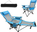 Reclining Camping Chair with Foot Rest and Cooler - 265 lb Capacity